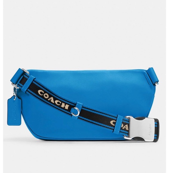 Coach CJ505 Elias Blue & Tan Belt Bag In Colorblock Signature Canvas - Picture 2 of 10